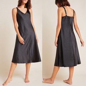 NWT Anthropologie black Alia Satin Slip Dress M